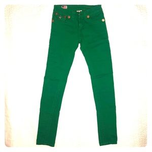 True Religion emerald green skinny jeans size 26